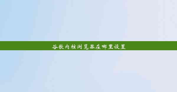 谷歌内核浏览器在哪里设置